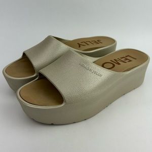 Lemon Kelly Platform Slide Sandals Beige Taupe Women Size 7 EU 38 Summer Spring